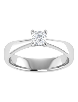Argolla de oro blanco 14 k diamante