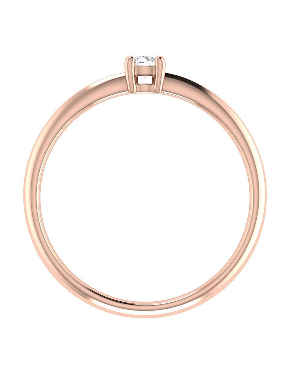 Argolla de oro rosa 14 k diamante