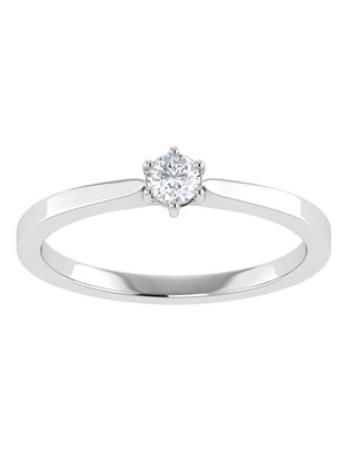 Argolla de oro blanco 14 k diamante