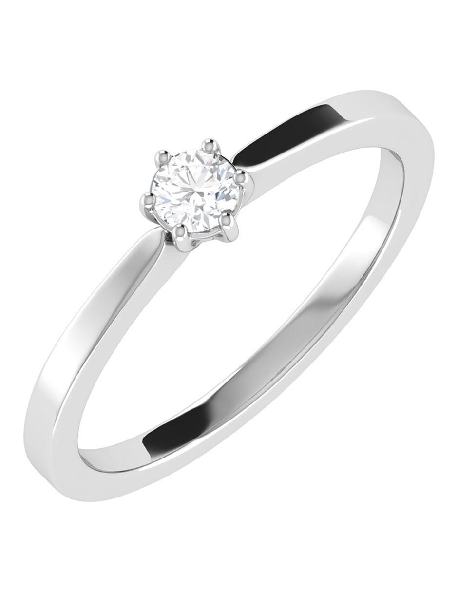 Argolla de oro blanco 14 k diamante 5