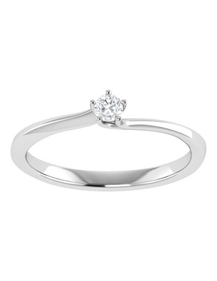 Argolla de oro blanco 14 k diamante