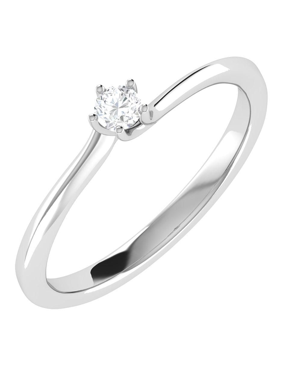 Argolla de oro blanco 14 k diamante