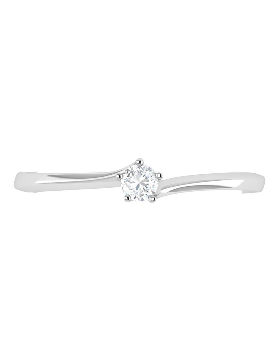 Argolla de oro blanco 14 k diamante 5