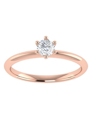 Argolla de oro rosa 14 k diamante