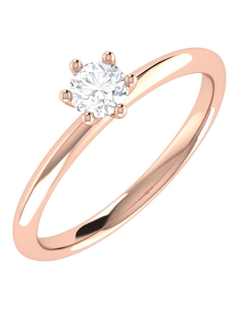 Argolla de oro rosa 14 k diamante 5