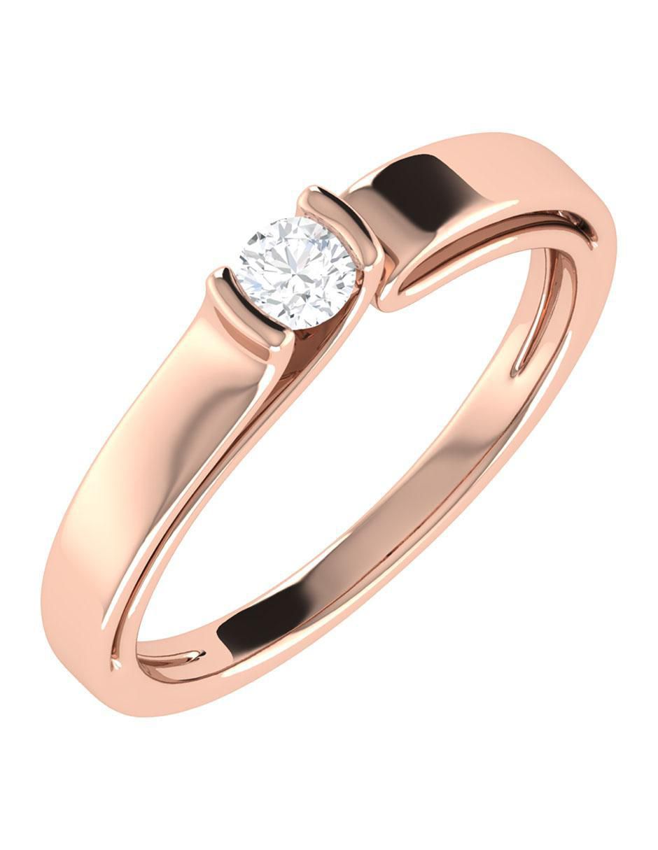 Argolla de oro rosa 14 k diamante 5