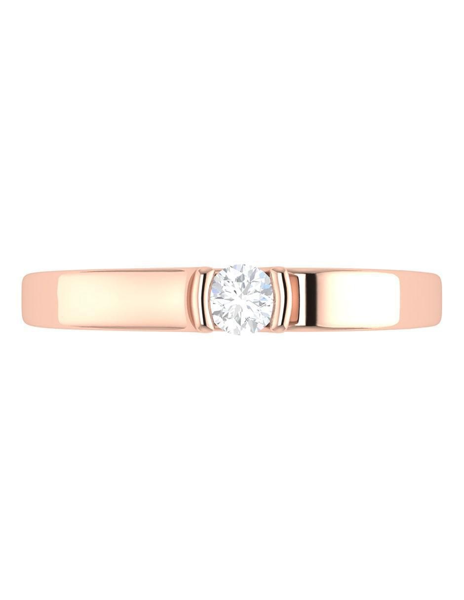 Argolla de oro rosa 14 k diamante