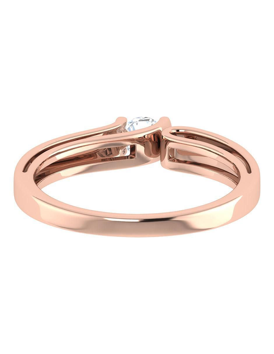 Argolla de oro rosa 14 k diamante