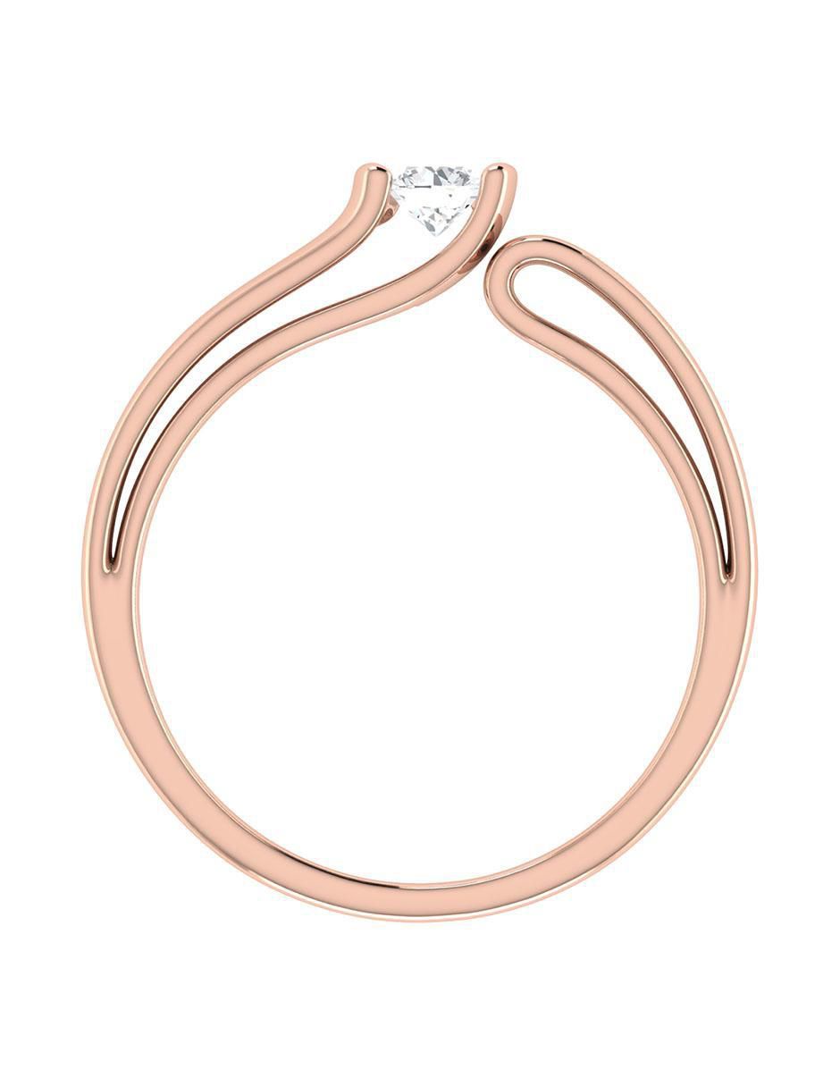 Argolla de oro rosa 14 k diamante
