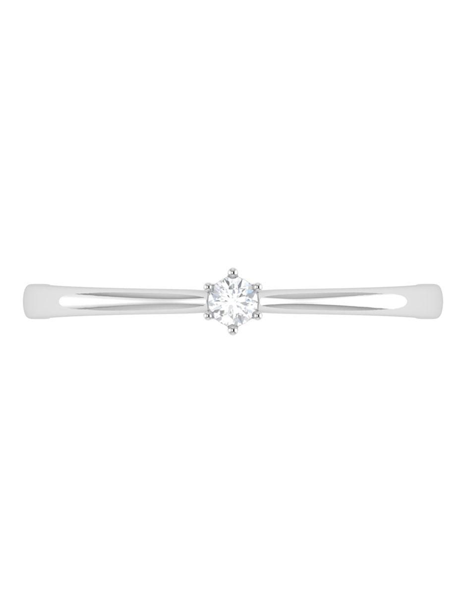 Argolla de oro blanco 14 k diamante 3
