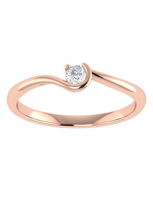 Argolla de oro rosa 14 k diamante