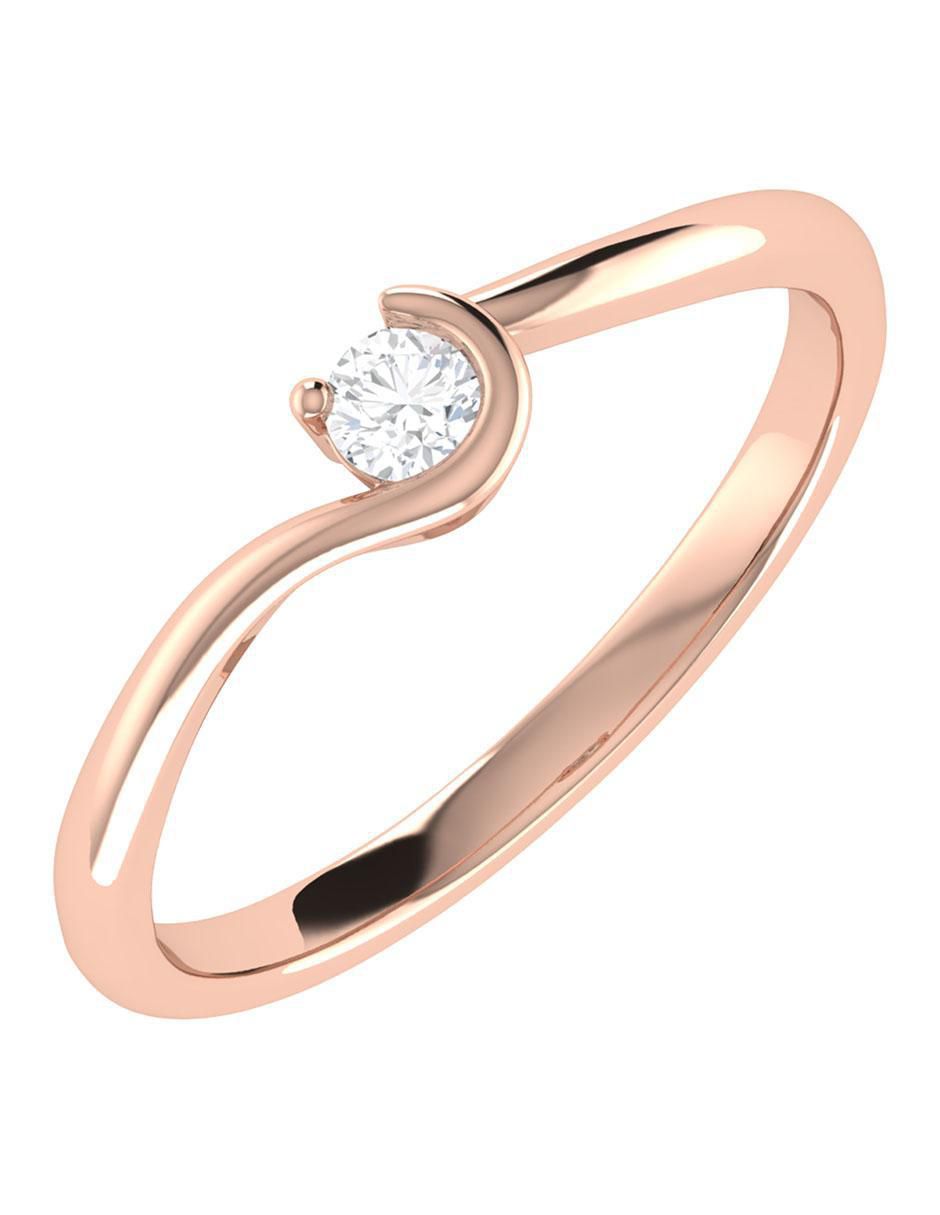 Argolla de oro rosa 14 k diamante 5
