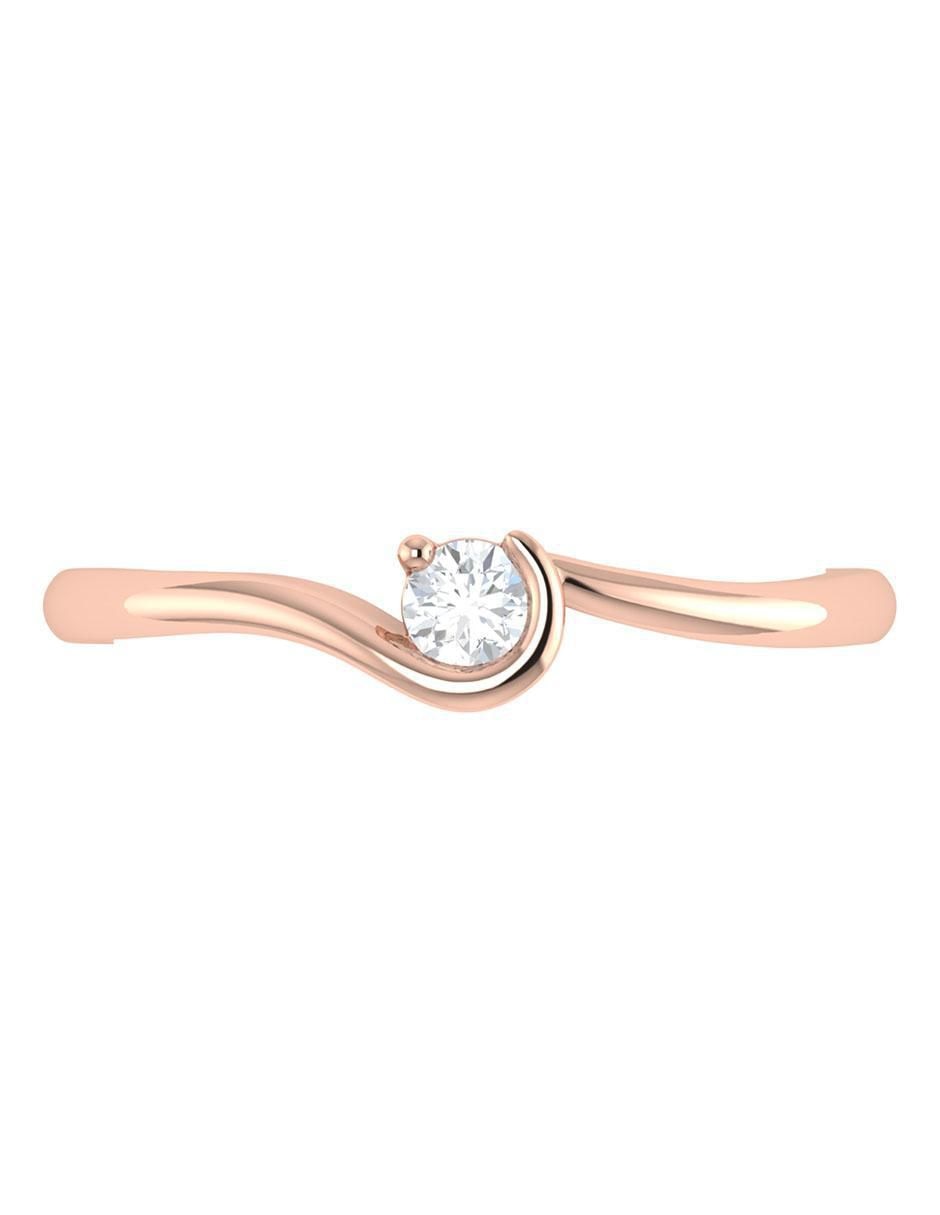 Argolla de oro rosa 14 k diamante