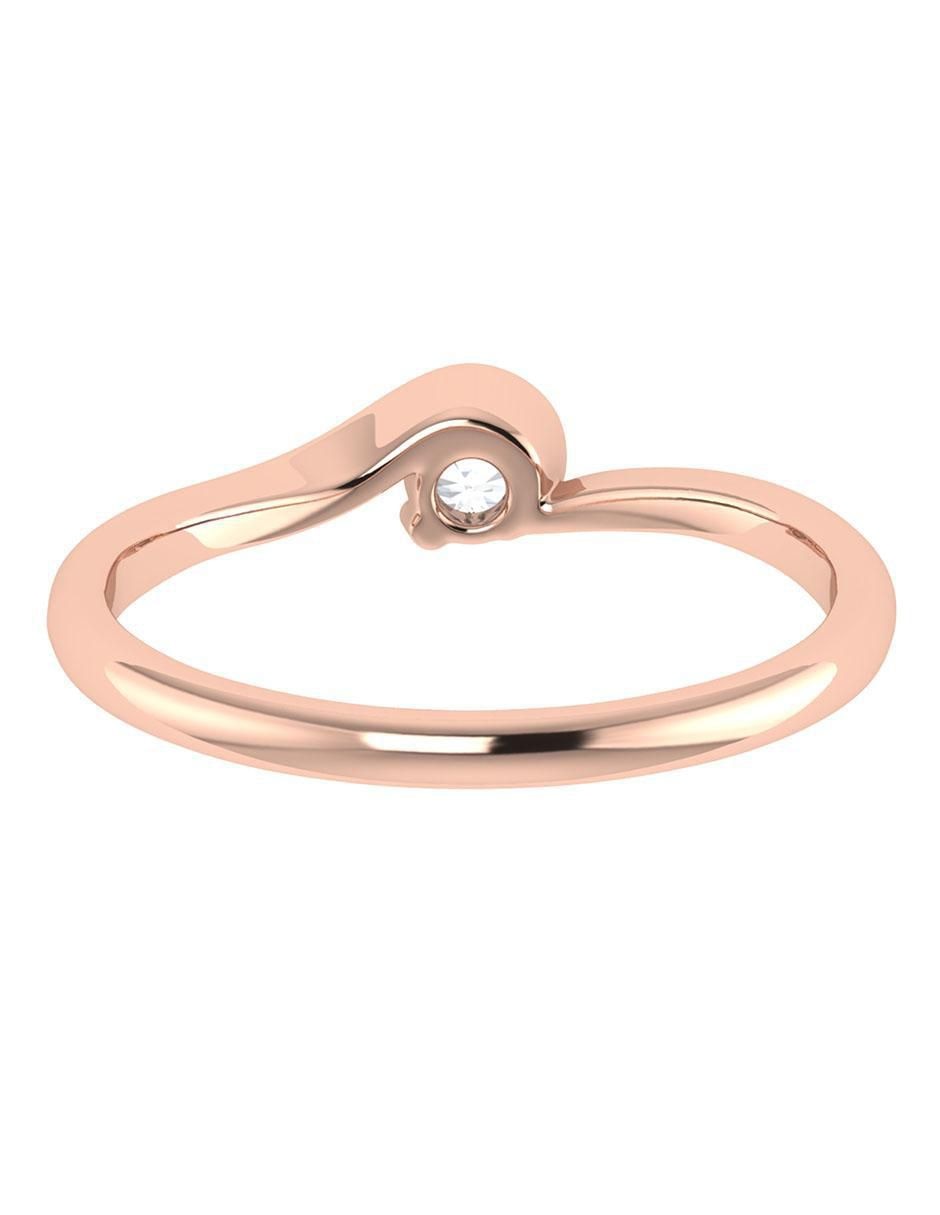 Argolla de oro rosa 14 k diamante