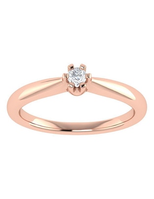 Argolla de oro rosa 14 k diamante