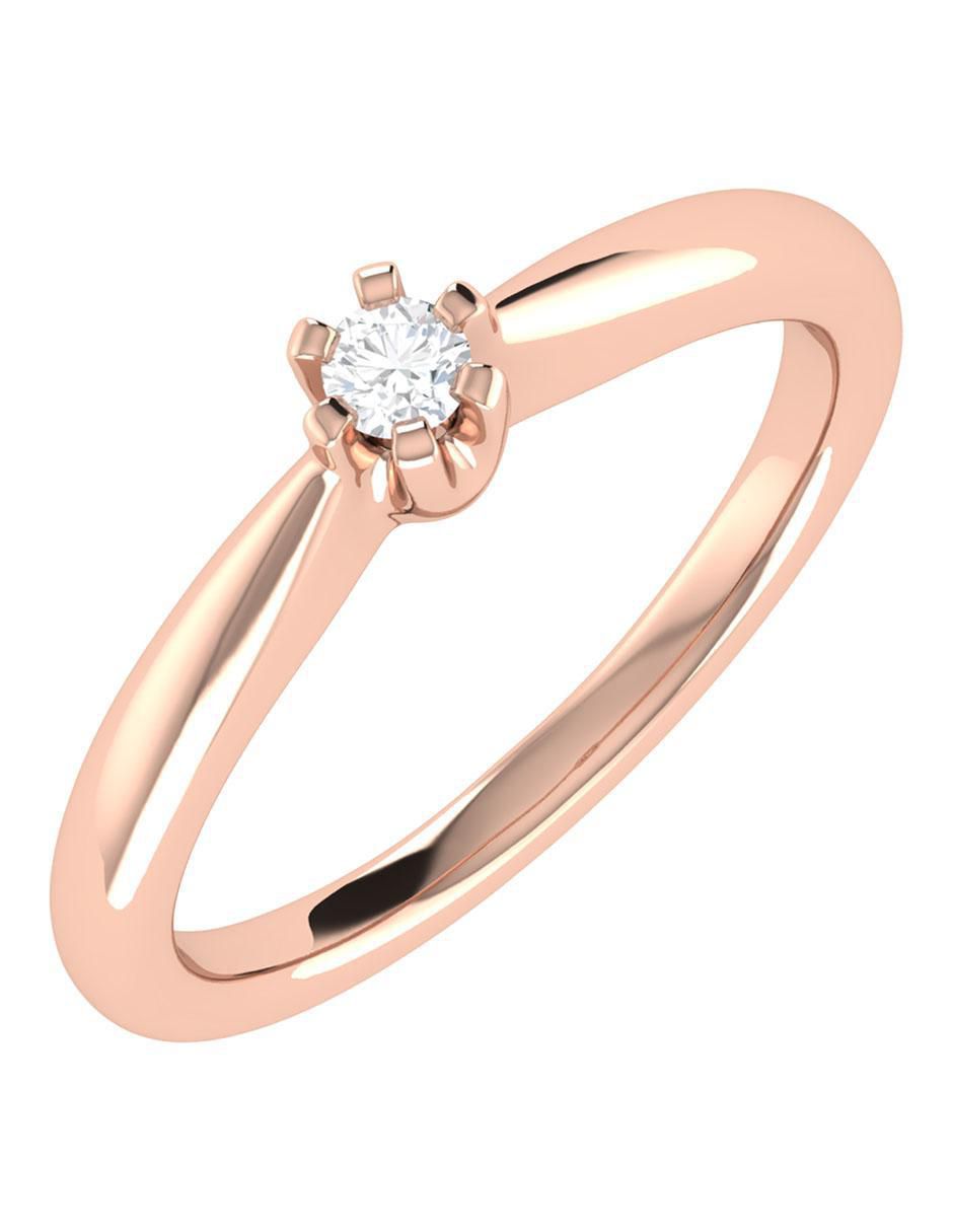 Argolla de oro rosa 14 k diamante 5