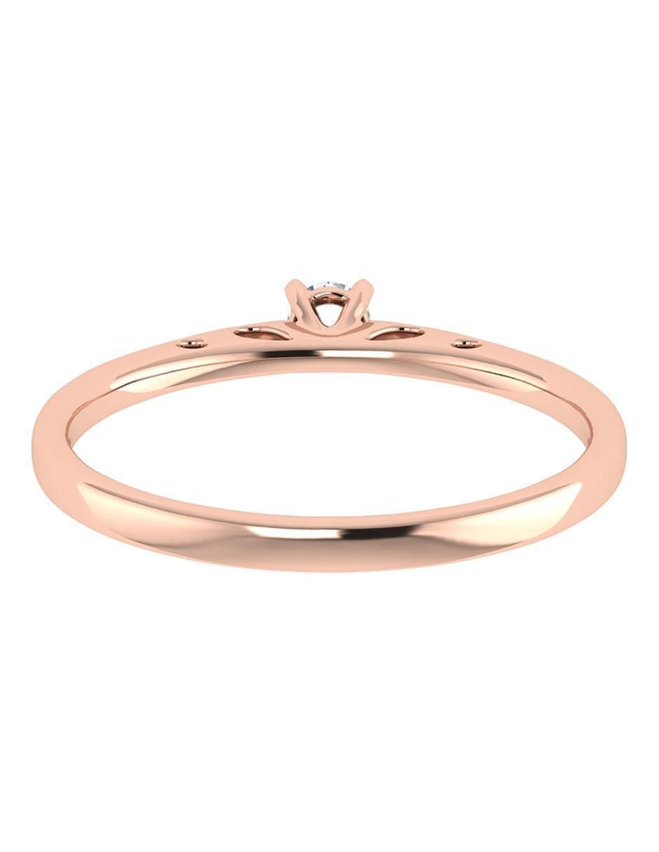 Argolla de oro rosa 14 k diamante 3