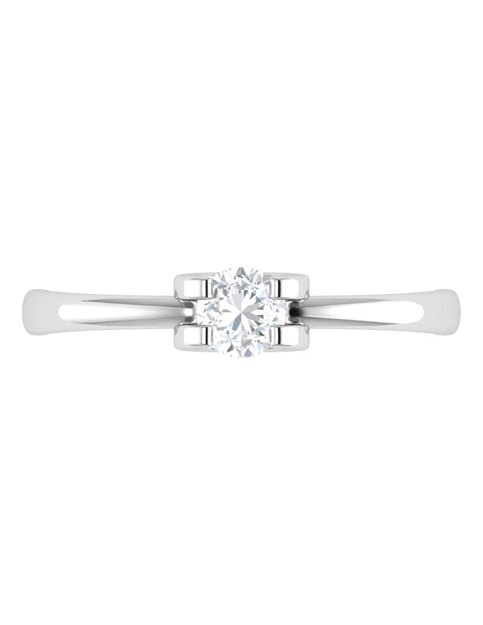 Argolla de oro blanco 14 k diamante