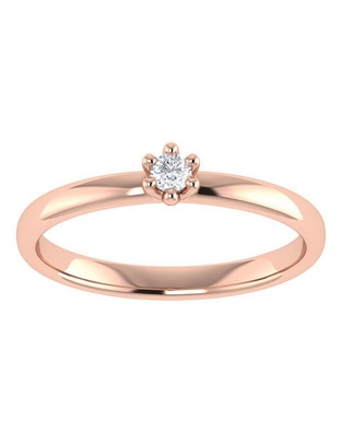 Argolla de oro rosa 14 k diamante
