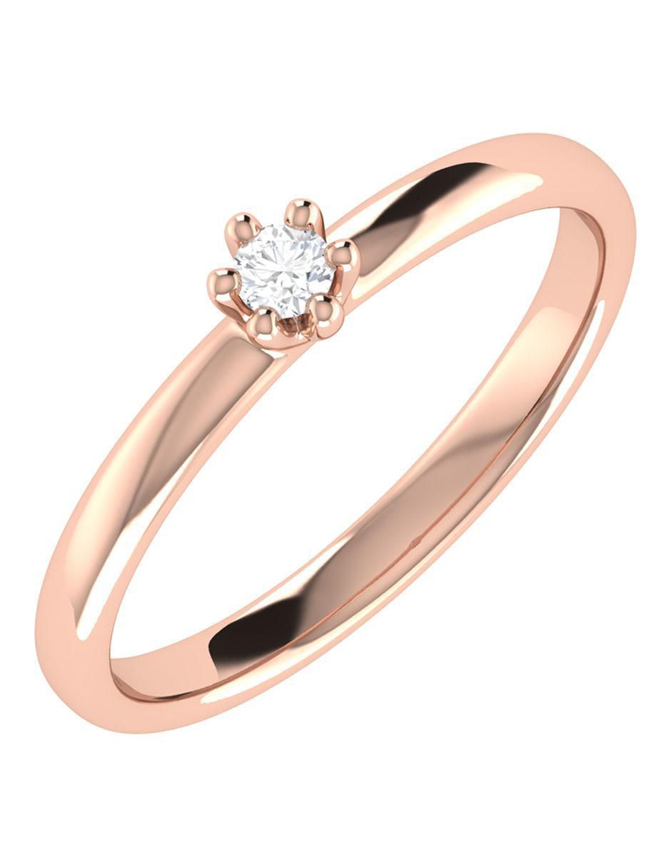 Argolla de oro rosa 14 k diamante 5