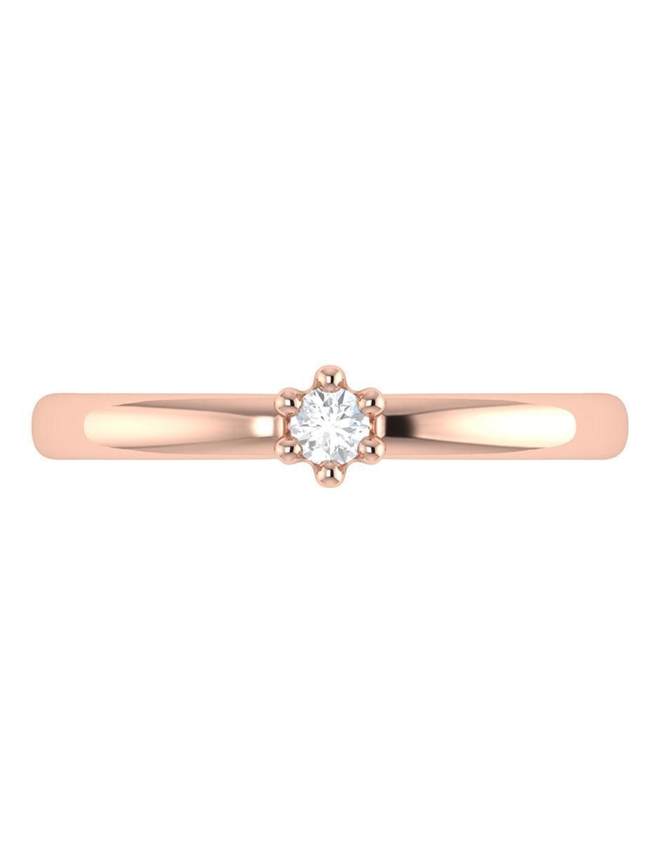 Argolla de oro rosa 14 k diamante