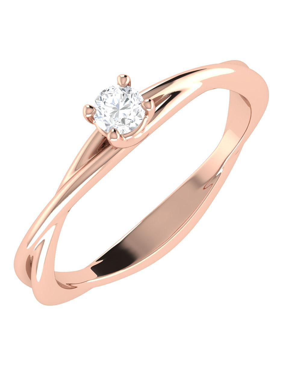 Argolla de oro rosa 14 k diamante 5