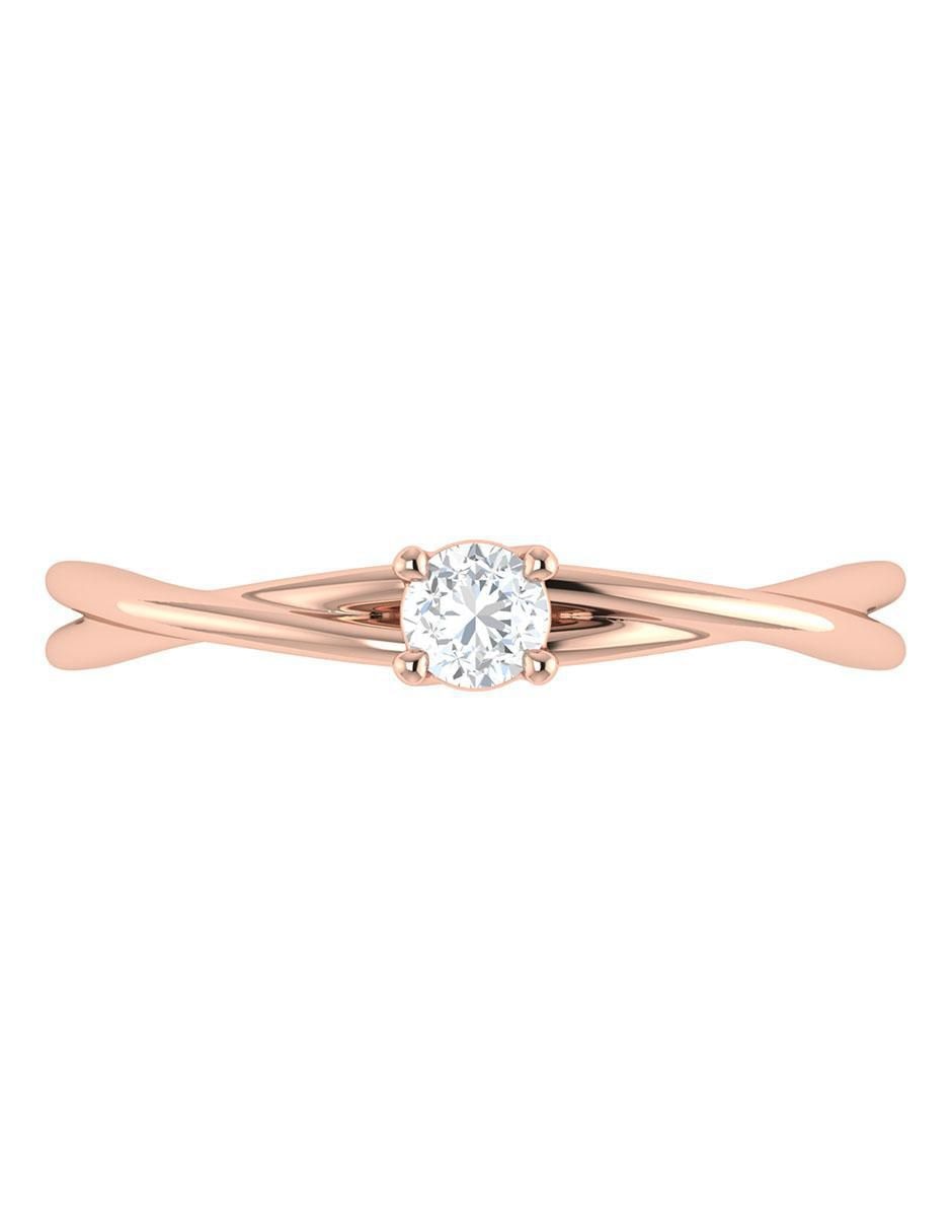 Argolla de oro rosa 14 k diamante 4