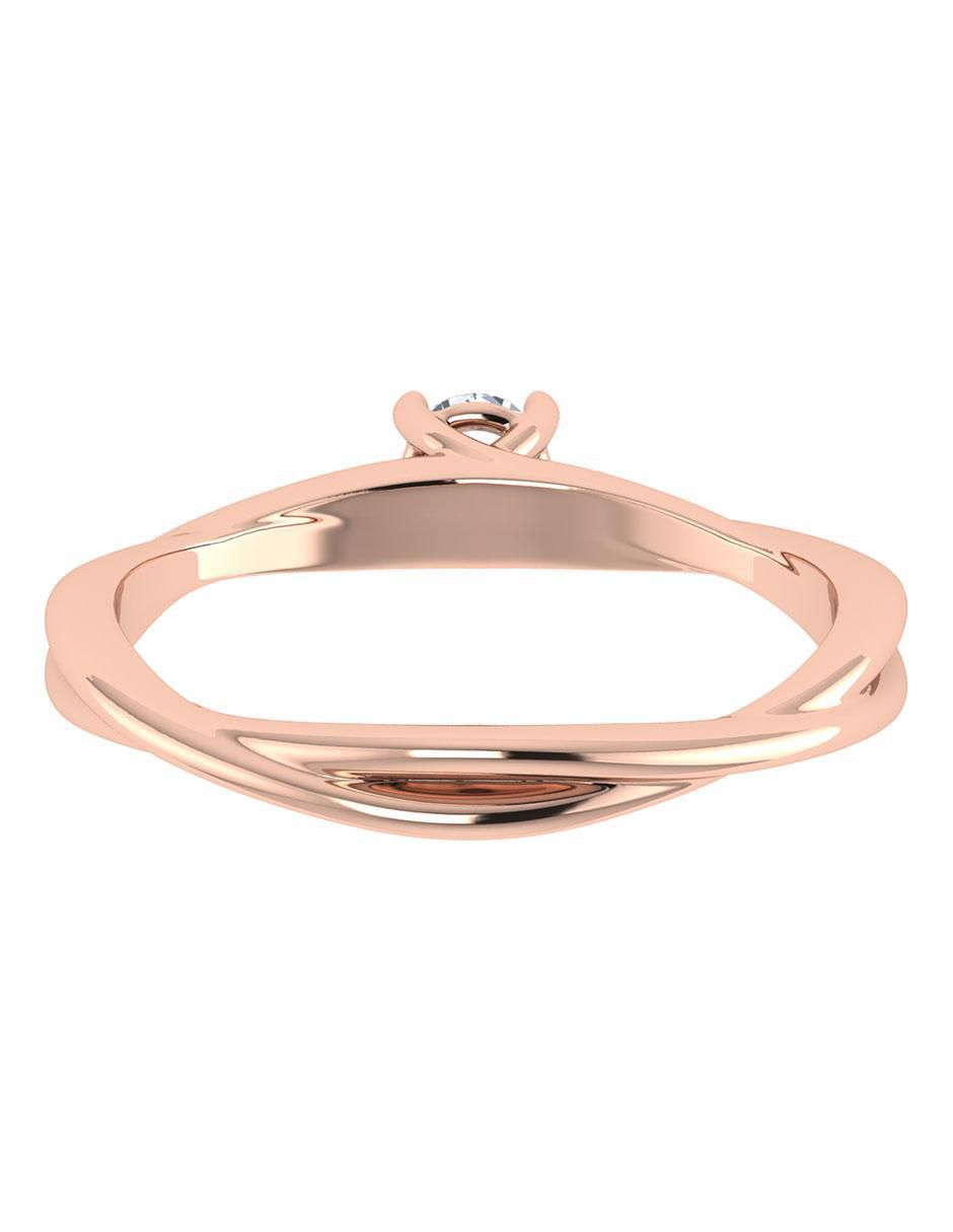 Argolla de oro rosa 14 k diamante 3