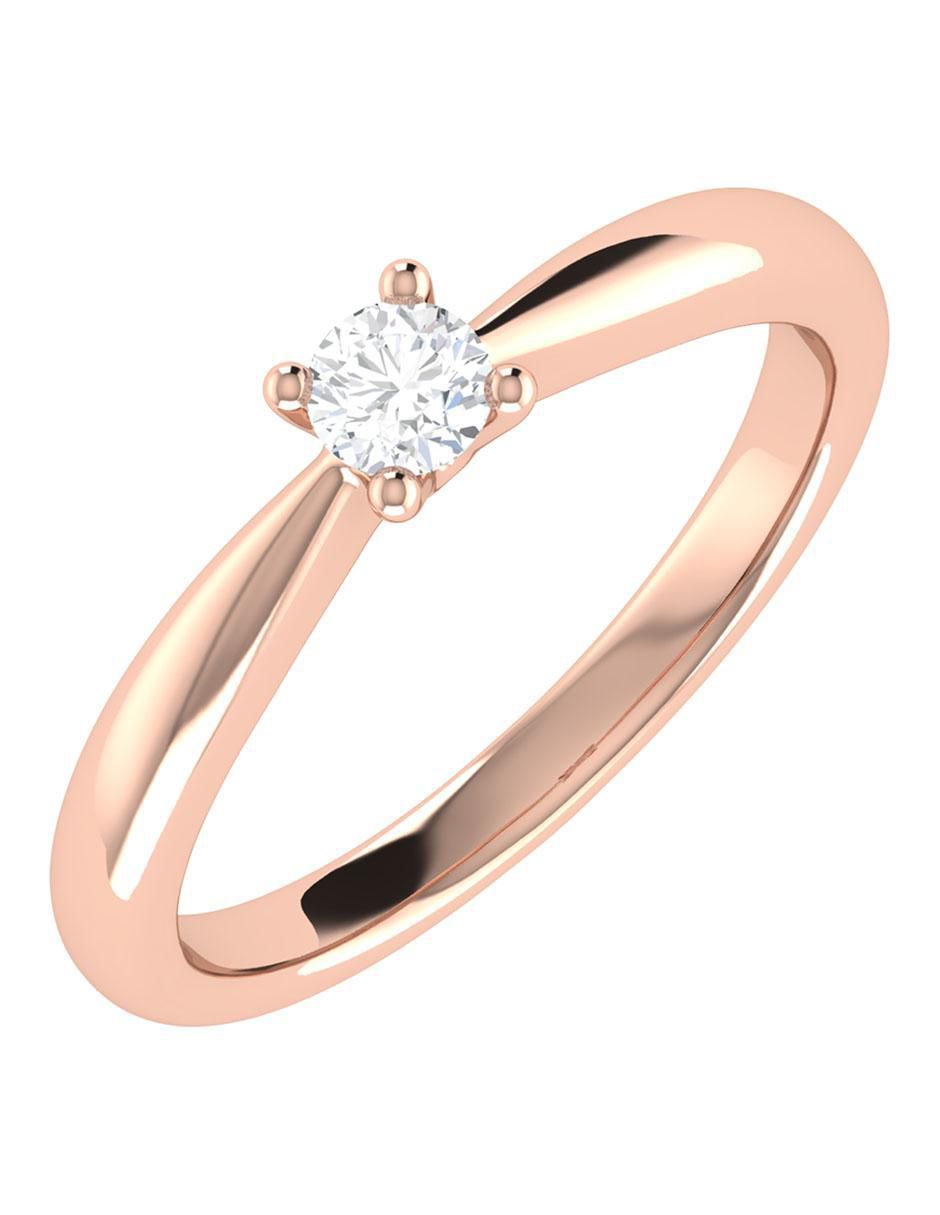 Argolla de oro rosa 14 k diamante 5