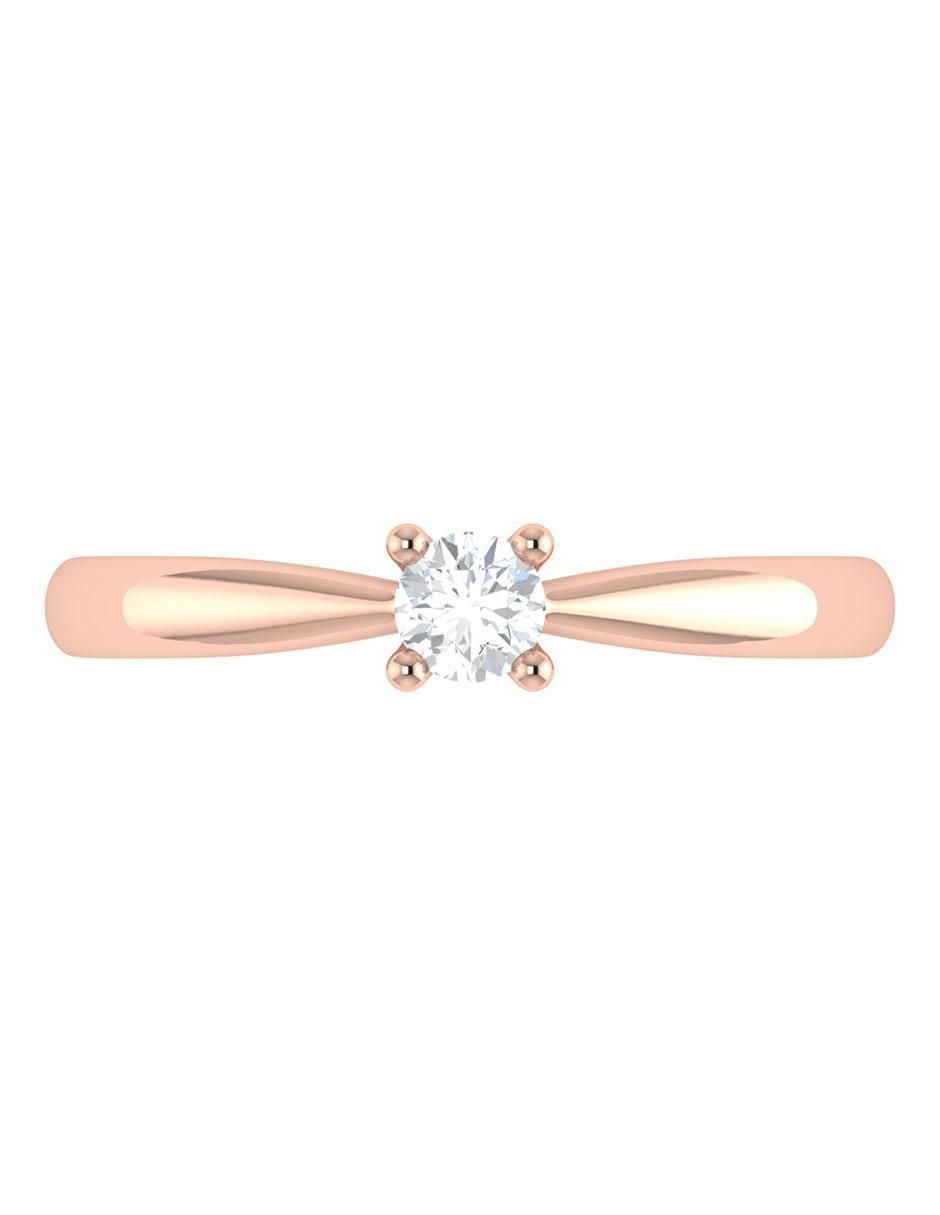 Argolla de oro rosa 14 k diamante 4