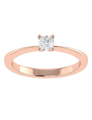 Argolla de oro rosa 14 k diamante