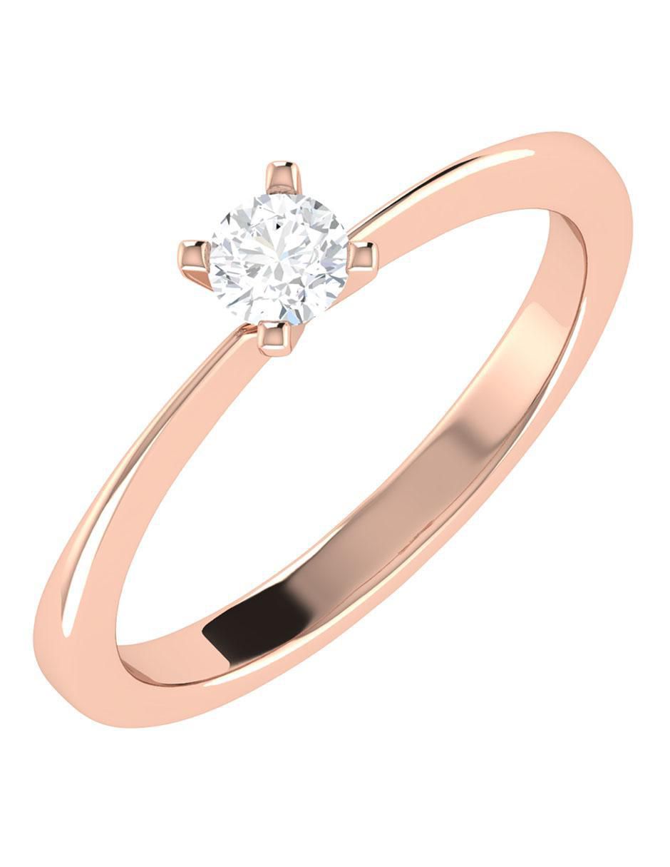 Argolla de oro rosa 14 k diamante 5
