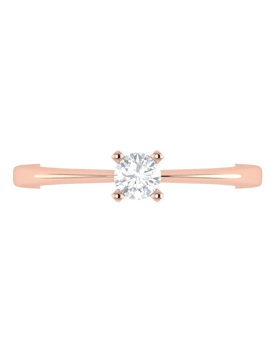 Argolla de oro rosa 14 k diamante