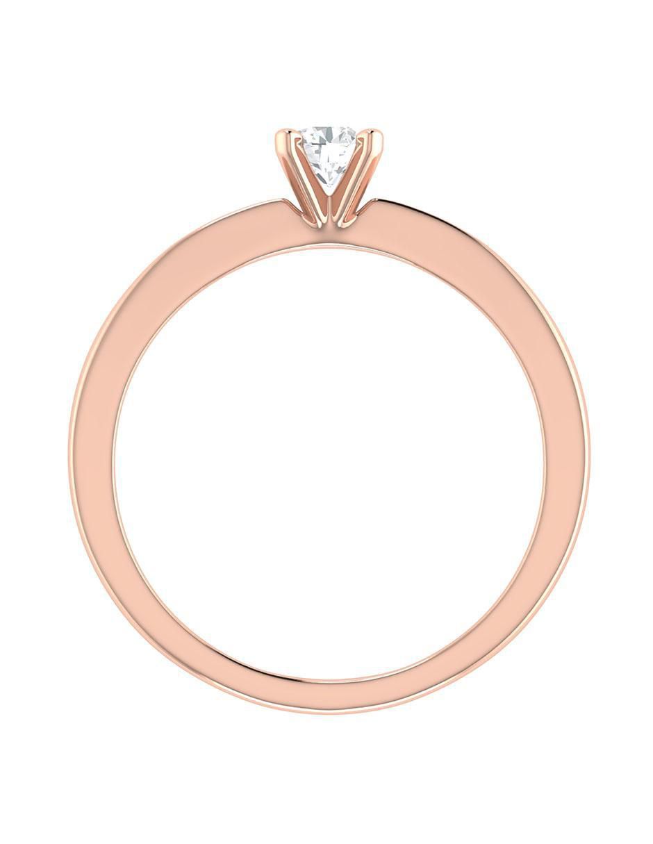 Argolla de oro rosa 14 k diamante