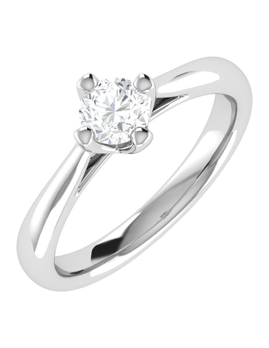 Argolla de oro blanco 14 k diamante 5