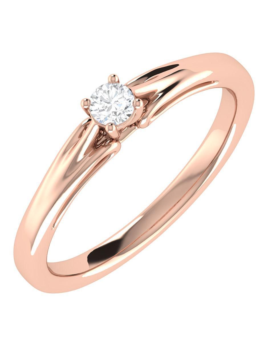 Argolla de oro rosa 14 k diamante 5