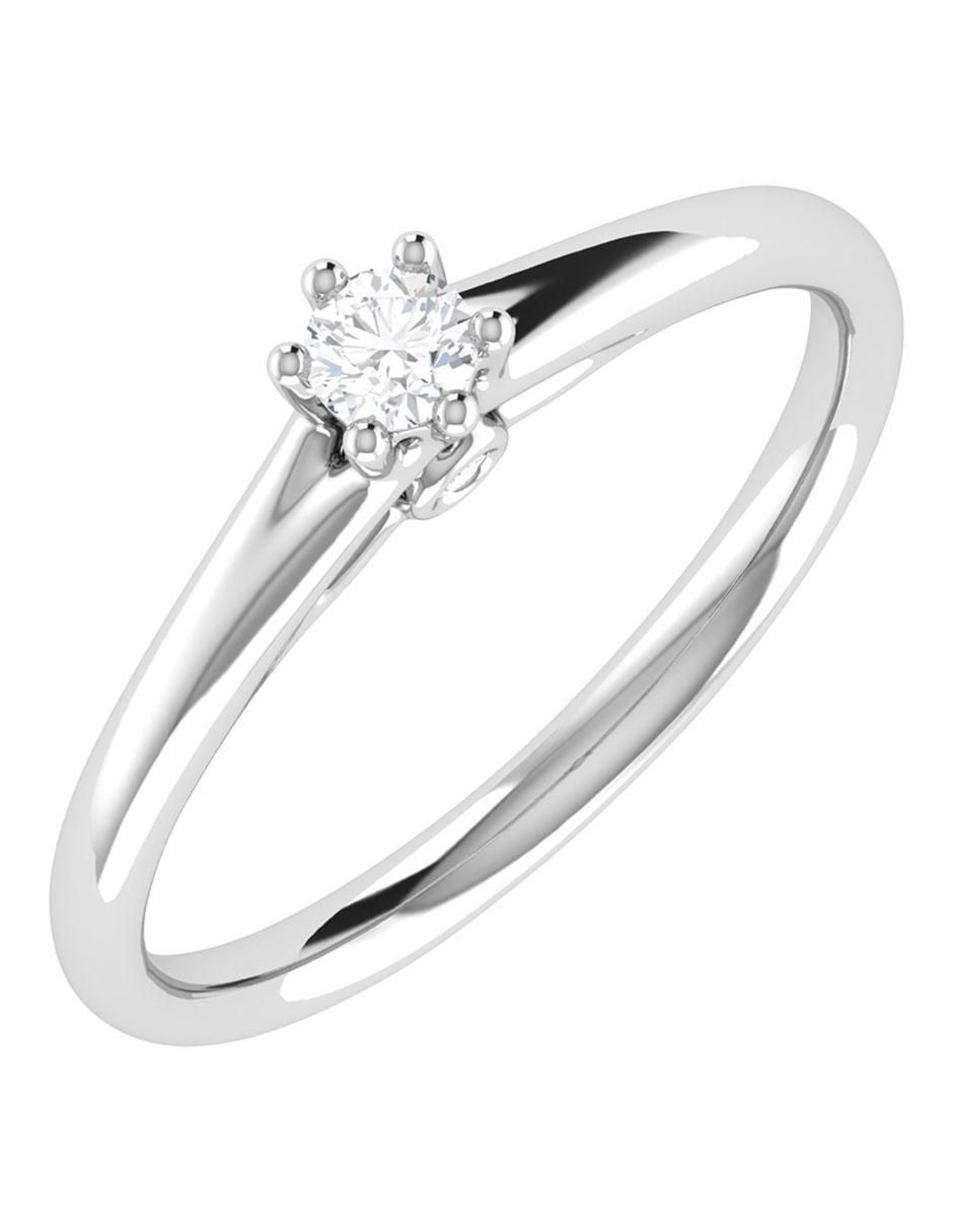 Argolla de oro blanco 14 k diamante 5