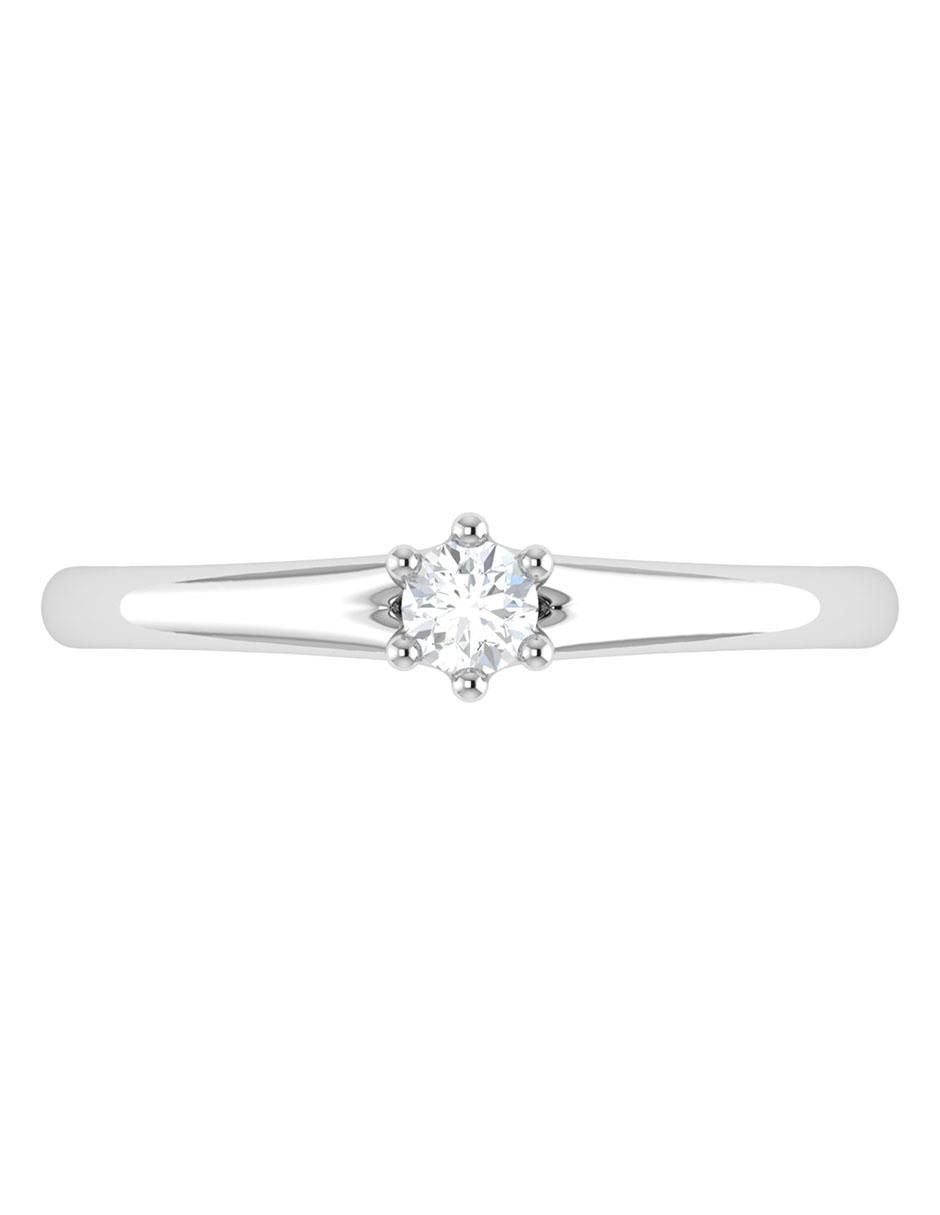 Argolla de oro blanco 14 k diamante 4