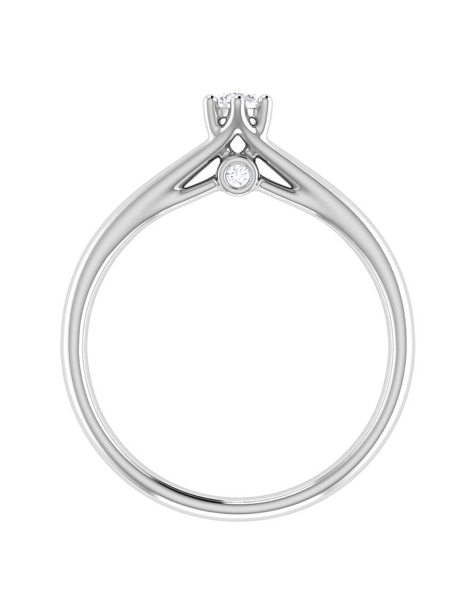 Argolla de oro blanco 14 k diamante 3