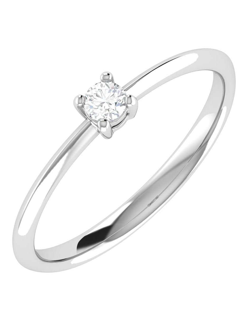 Argolla de oro blanco 14 k diamante 5