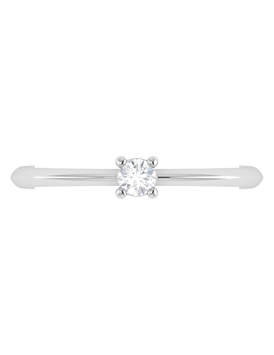 Argolla de oro blanco 14 k diamante