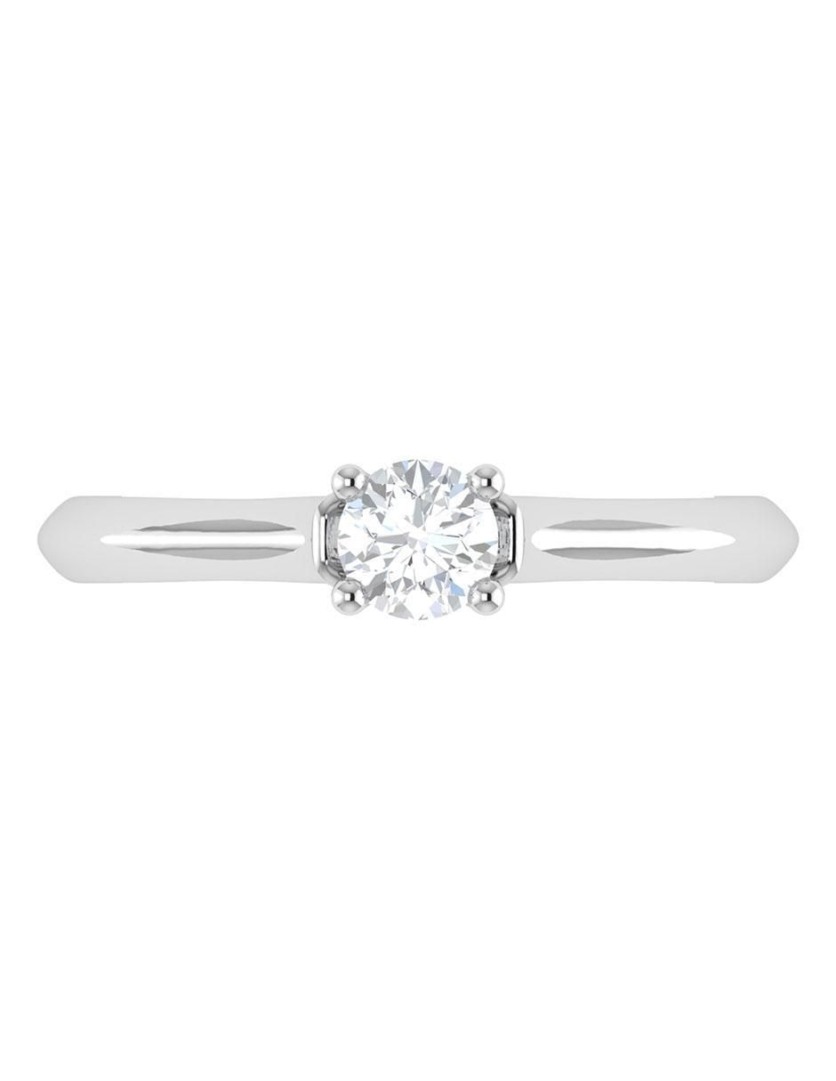 Argolla de oro blanco 14 k diamante