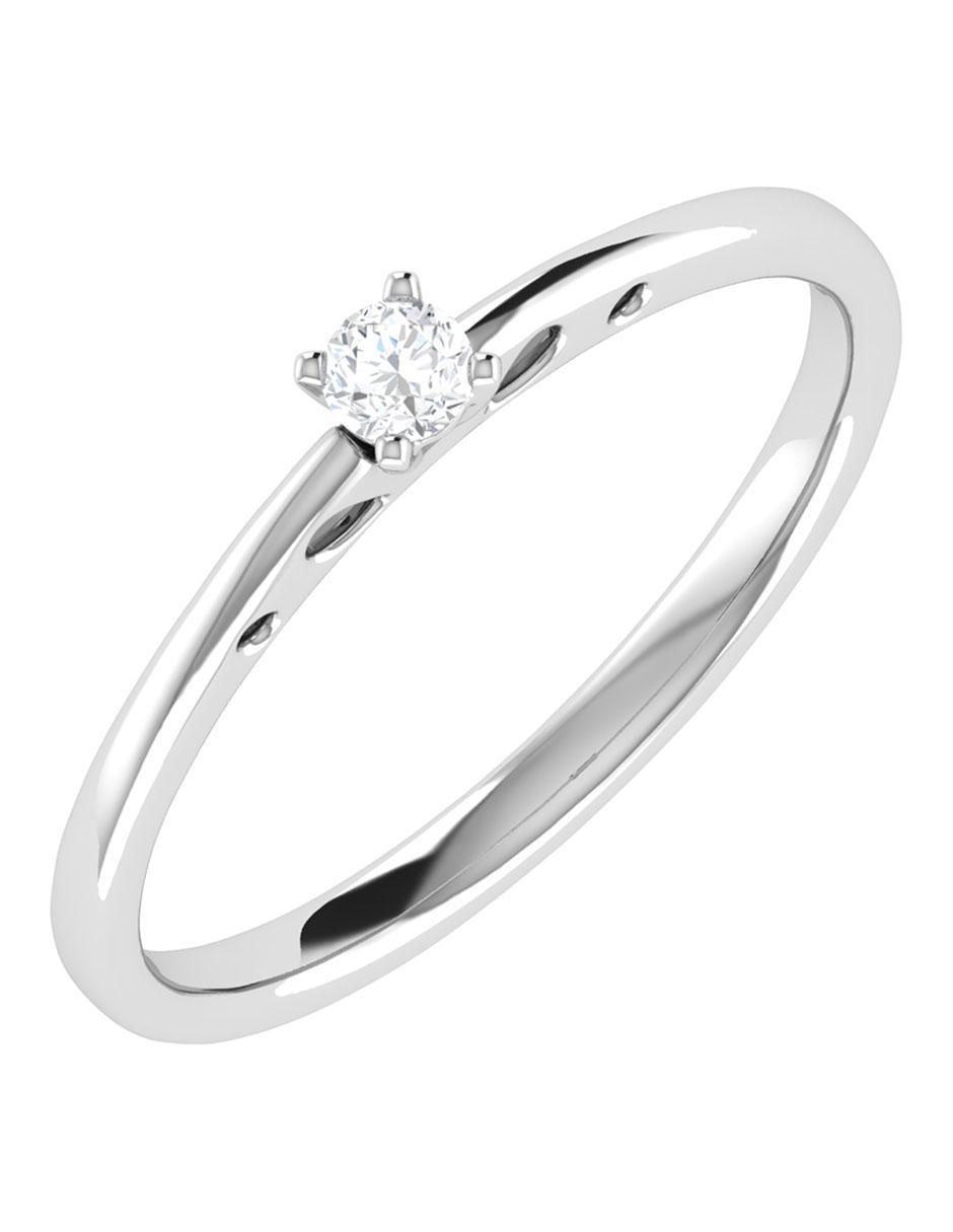 Argolla de oro blanco 14 k diamante 2