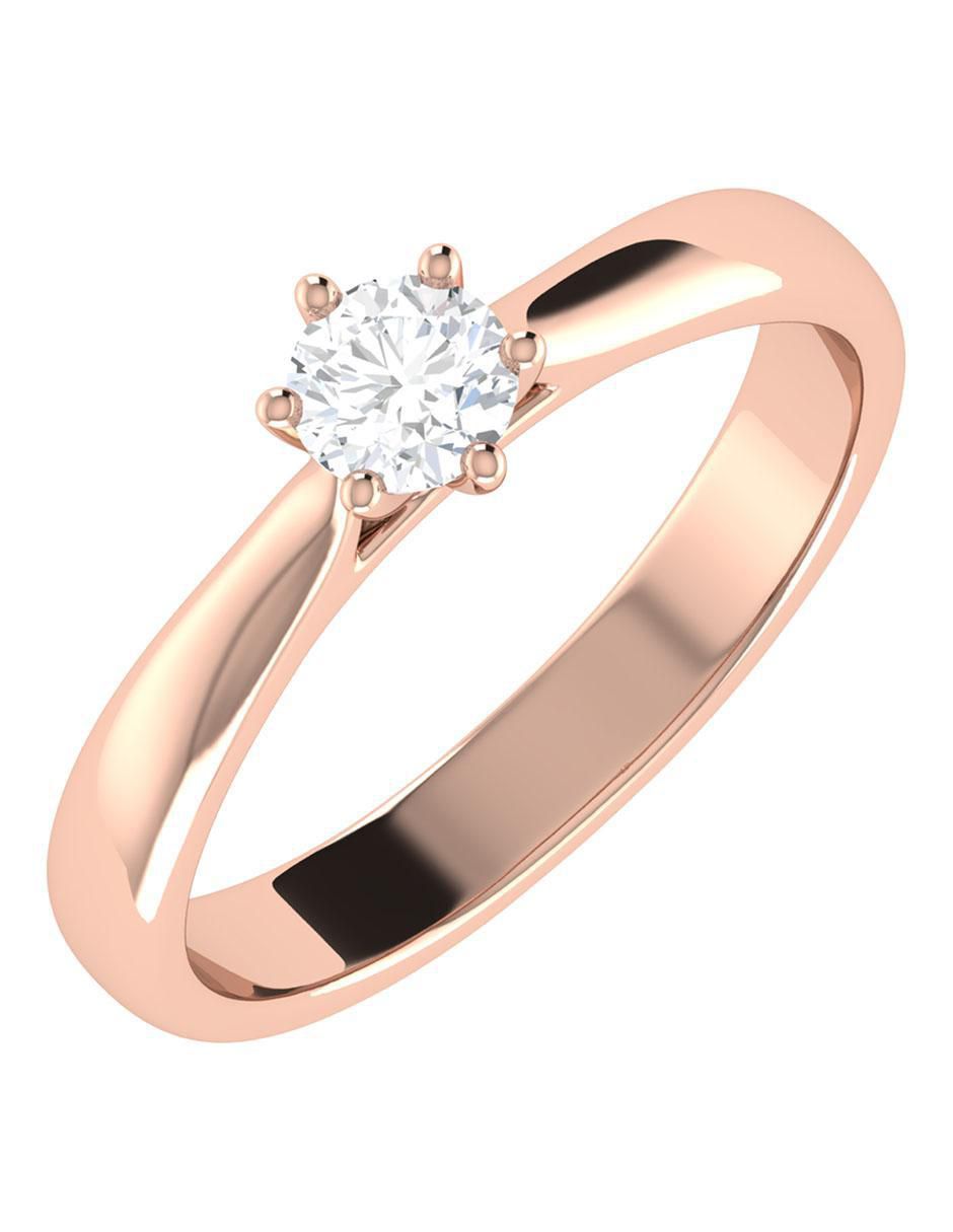 Argolla de oro rosa 14 k diamante 5