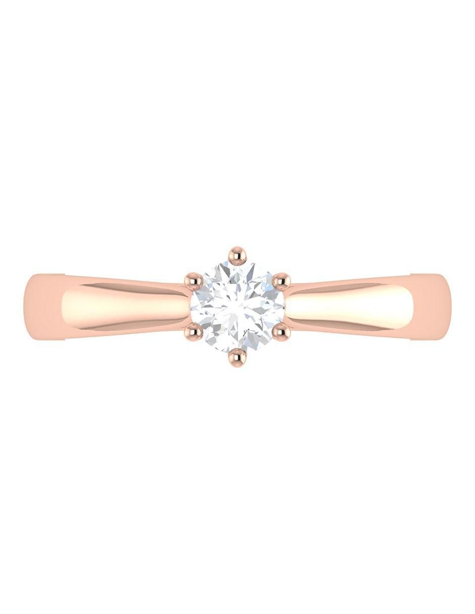 Argolla de oro rosa 14 k diamante 4