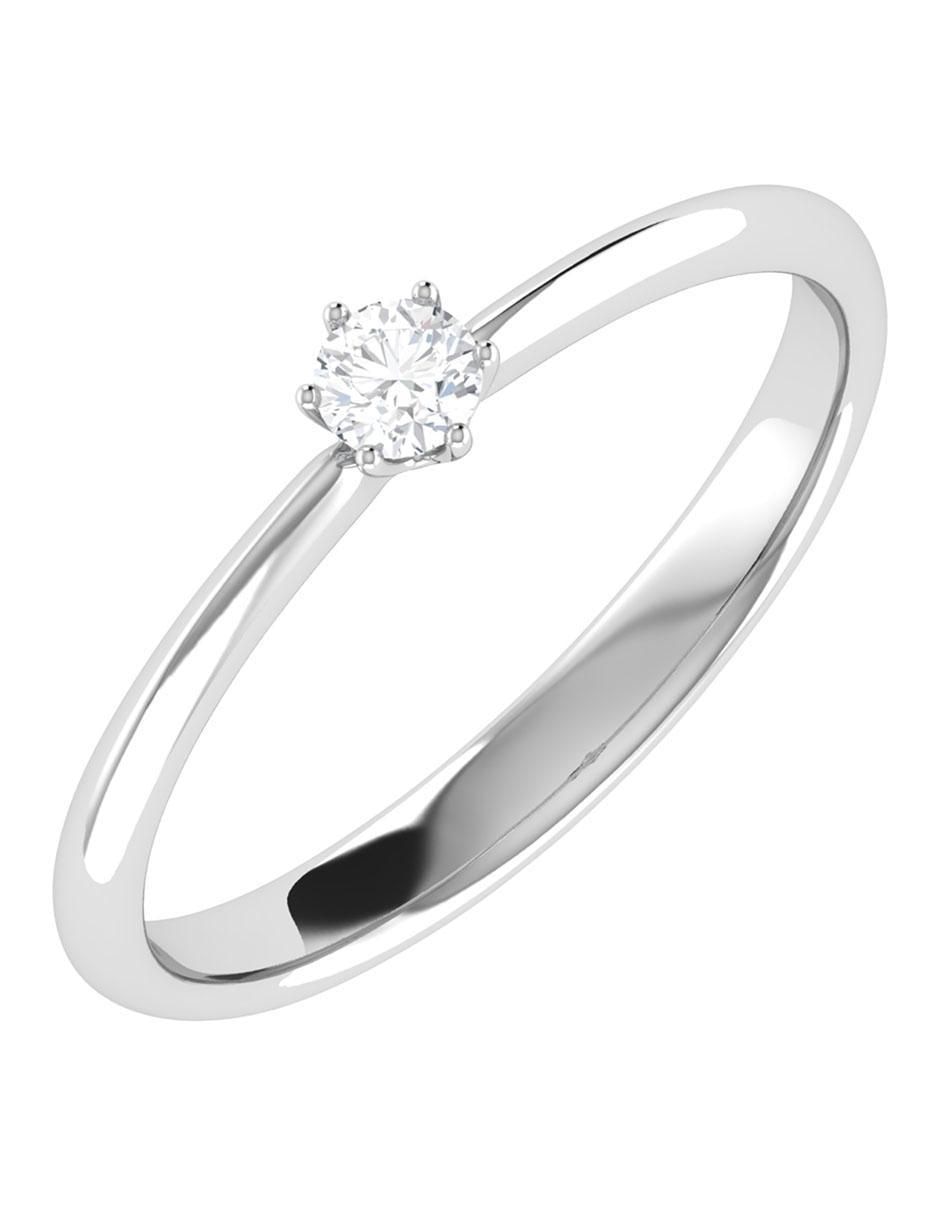 Argolla de oro blanco 14 k diamante 5
