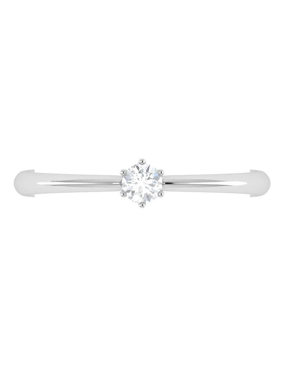 Argolla de oro blanco 14 k diamante 4