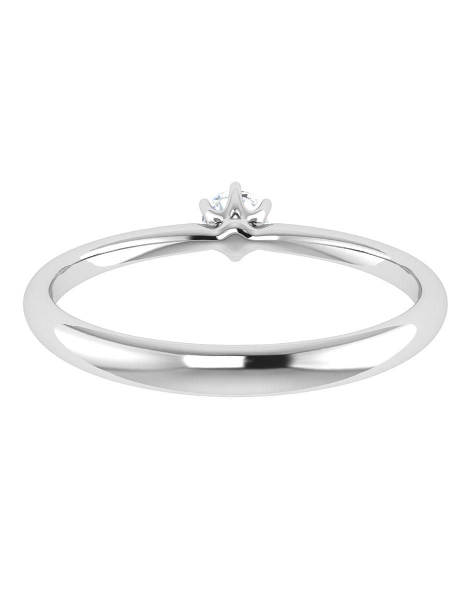 Argolla de oro blanco 14 k diamante 3