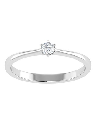 Argolla de oro blanco 14 k diamante