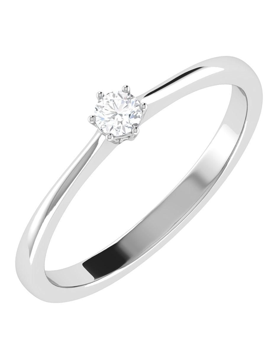 Argolla de oro blanco 14 k diamante 5